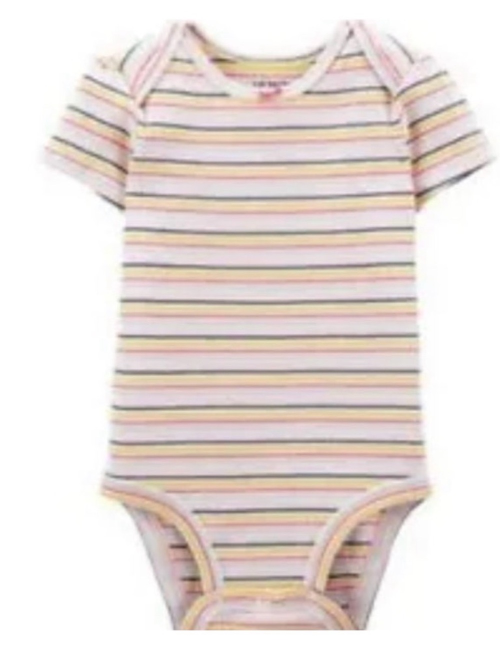 Carter's Baby Girl Striped Short Sleeve Bodysuit Pastel Pink Yellow Grey 18M